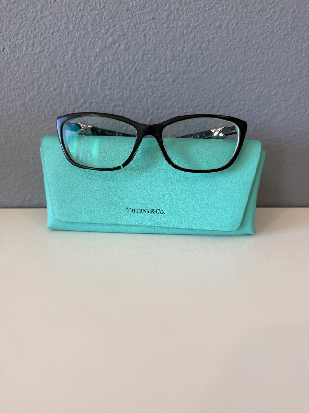 Tiffany & Co. Black Cat-Eye Glasses With Tiffany Blue Case